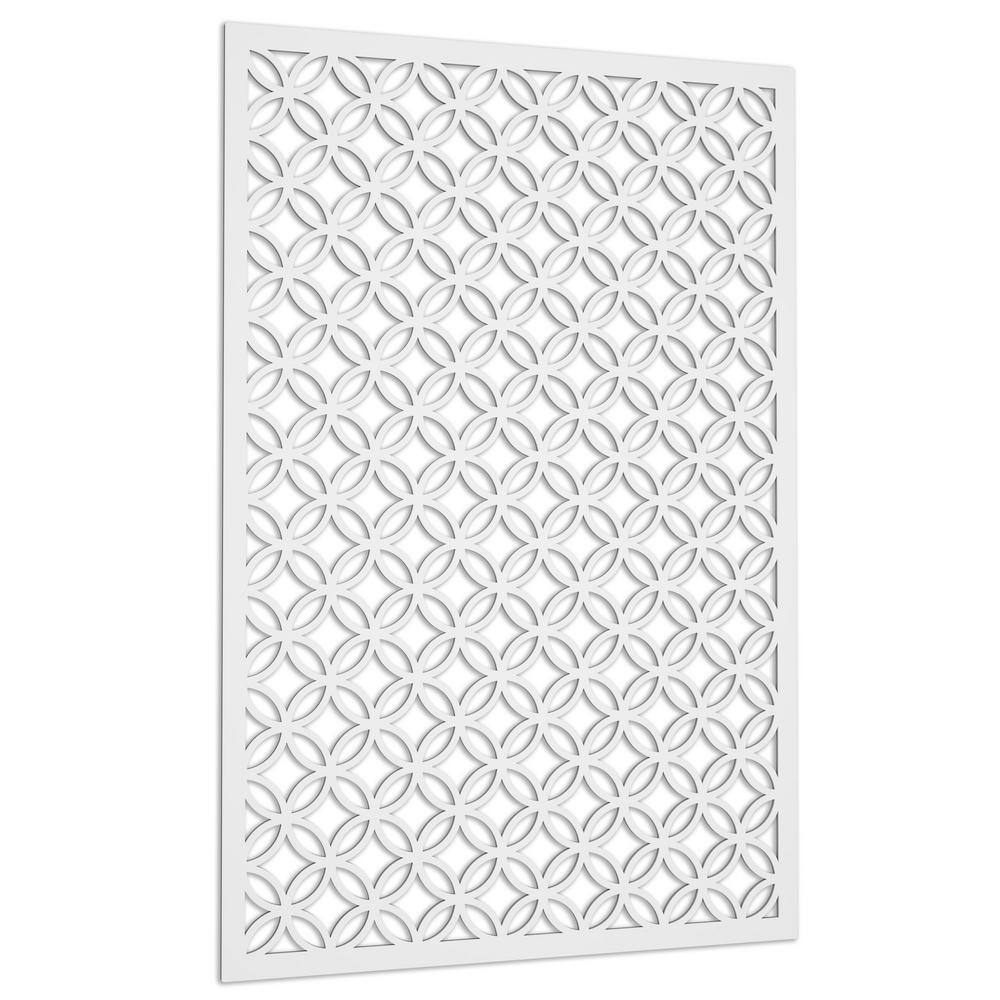 Acurio Latticeworks Moors Circle 4 ft. x 32 in. White Vinyl Decorative Screen Panel 4832PVCW-MSC