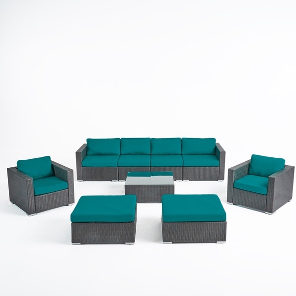 Santa Rosa Outdoor Wicker 9Piece Sectional Sofa with Cushions