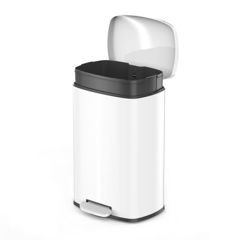 13.2 Gal. Stainless Steel Step-On Trash Can Rectangle White TG55204