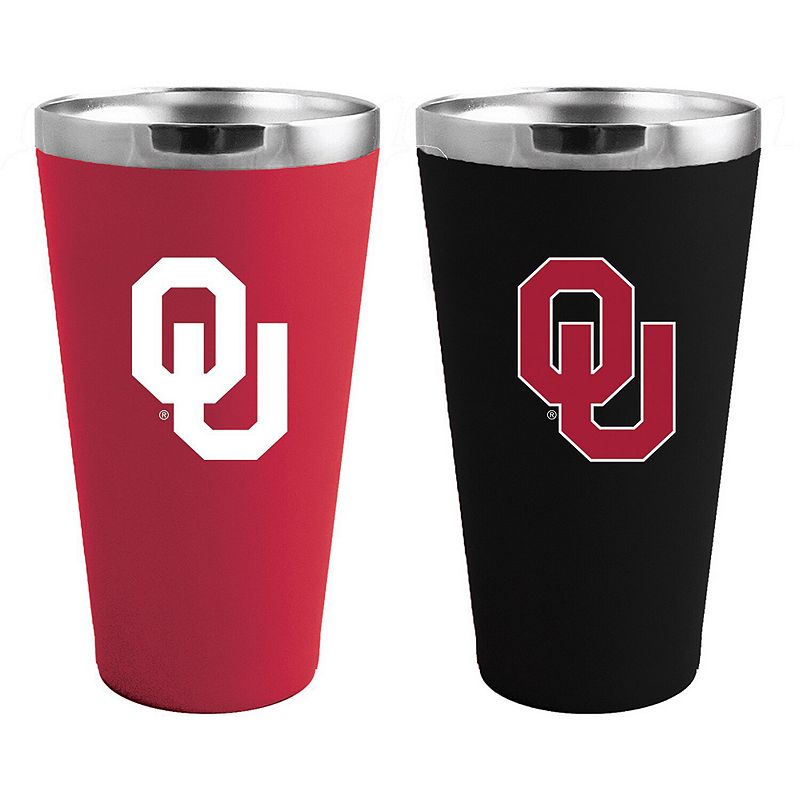 Oklahoma Sooners Team Color 2-Pack Stainless Steel Pint Glass Set