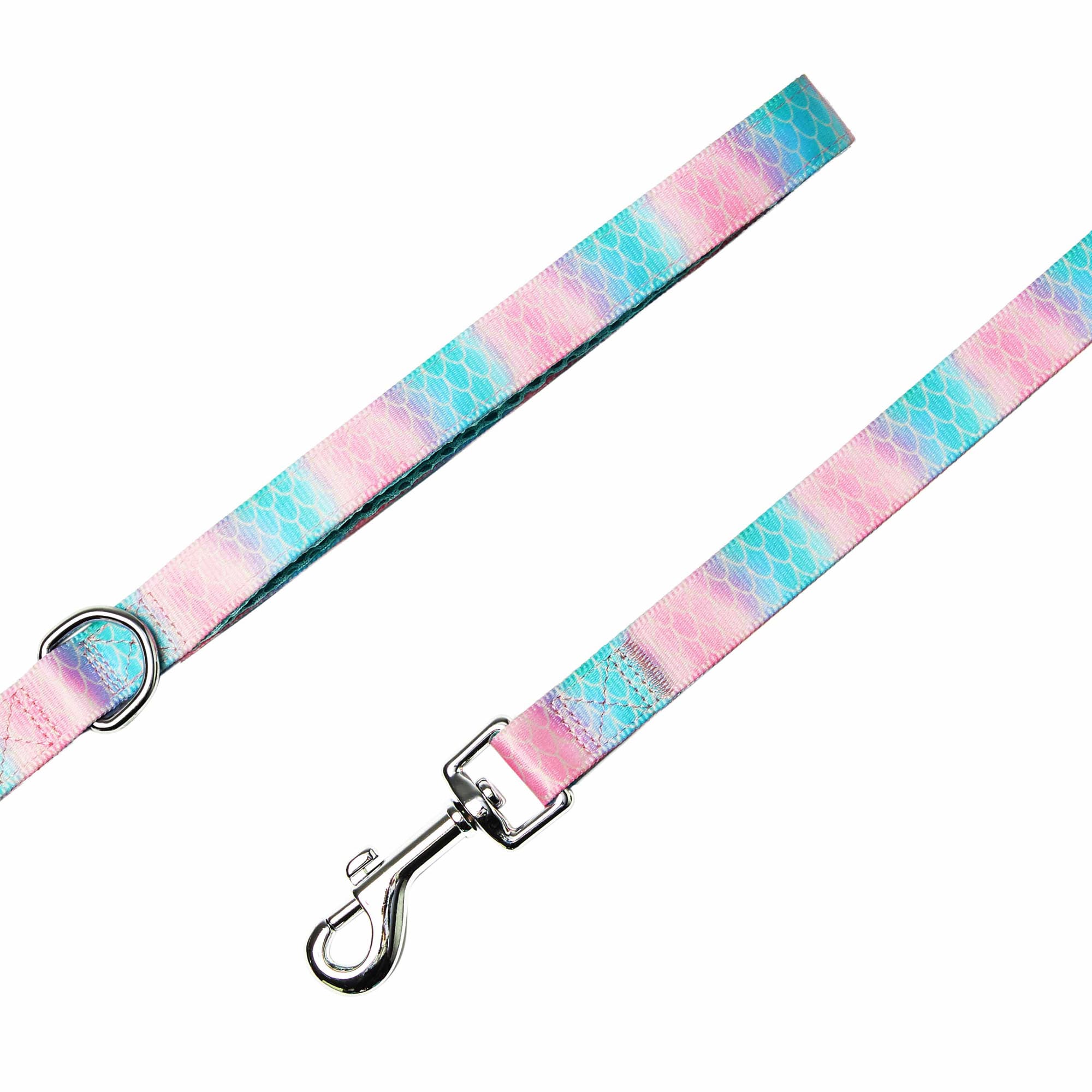 Blueberry Pet Mermaid Scales Print Dog Leash， 5 ft.， Small