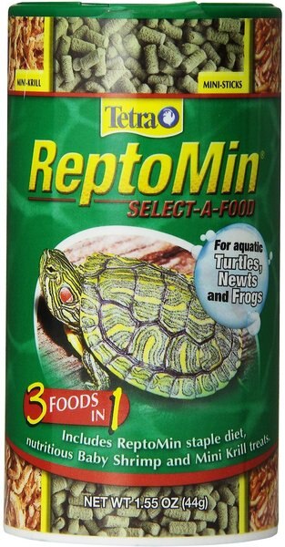 Tetra ReptoMin Select-A-Food 3 in 1 Mini-Sticks Turtle， Newt and Frog Food