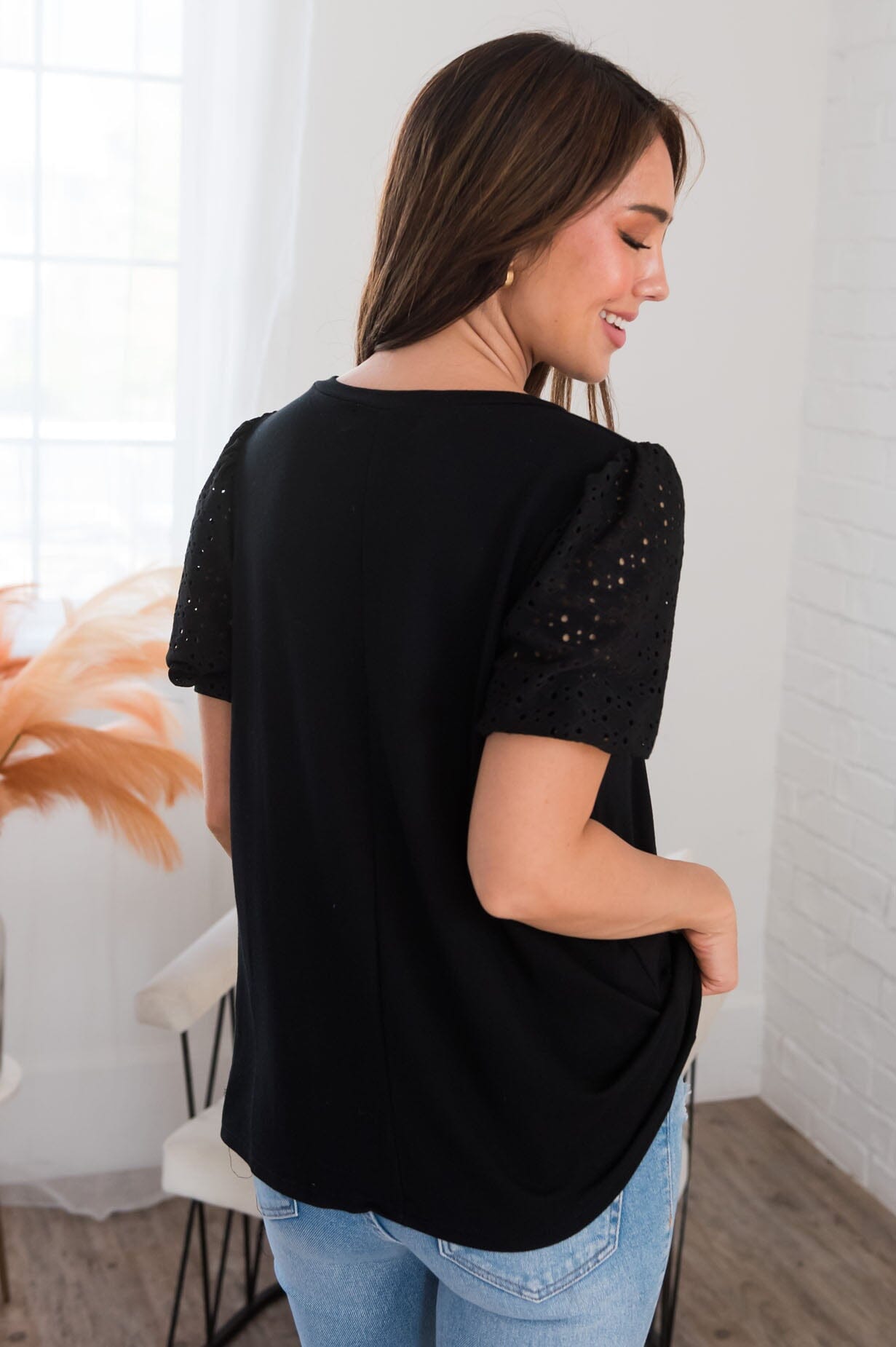 Instant Love Modest Bubble Sleeve Top