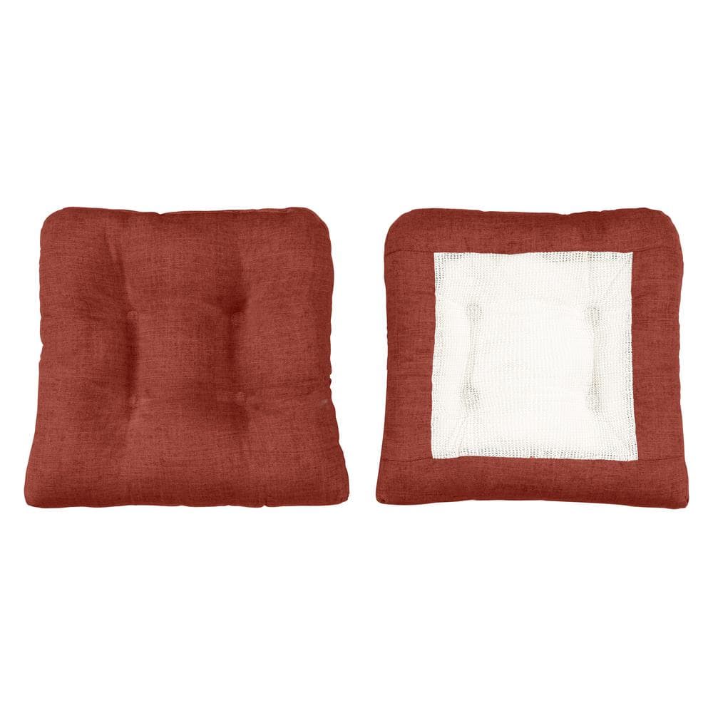 Ellis Curtain Lisa Solid Red 18 in. Non Skid Chair Pad 717547035234