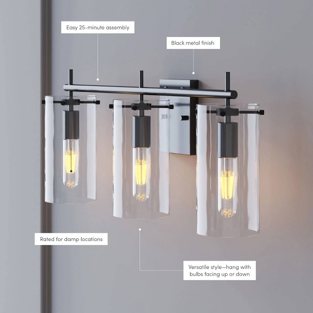 3 light Heidi Modern Bathroom Vanity Light Fixture Brass Metal Nathan James