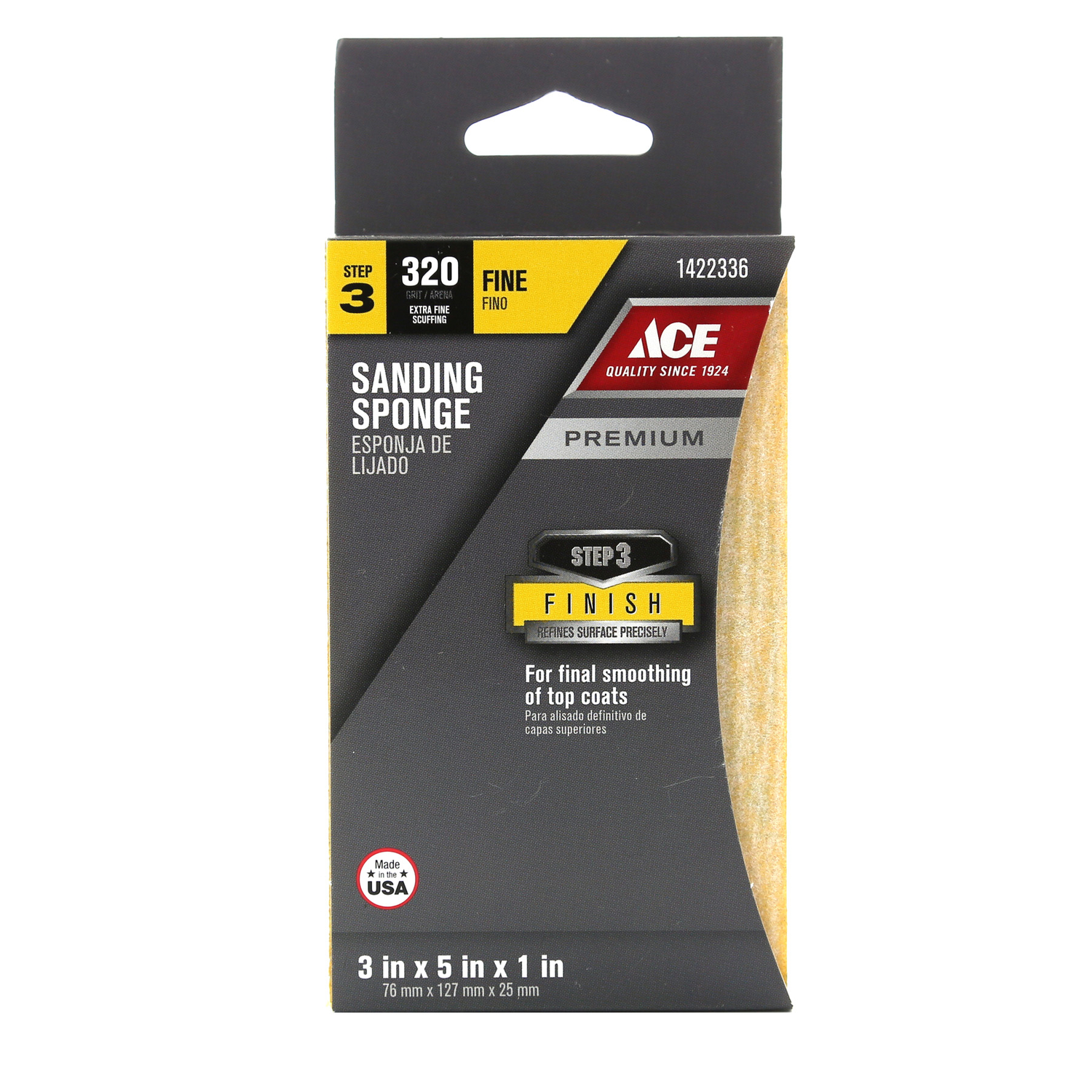 Ace 5 in. L X 3 in. W X 1 in. 320 Grit Fine Block Sanding Sponge