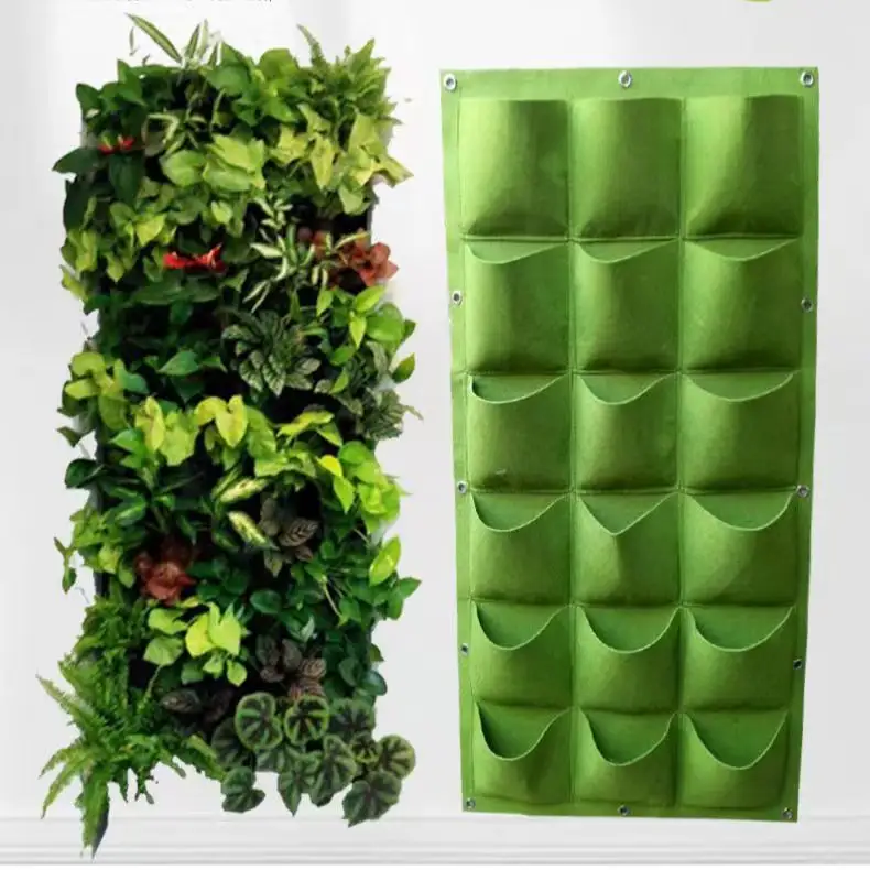 Garden Supplies 4/ 7/ 9/ 12 /18 /36/ 64 Pocket Felt Fabric Hanging Planter Vertical Garden Grow Bags