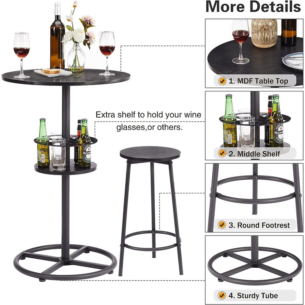 Javlergo 3 Piece Round Bar Table with Barstool