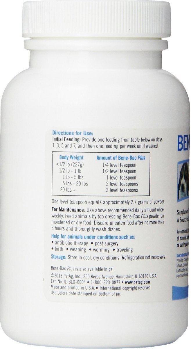 PetAg Bene-Bac Plus FOS and Probiotics Powder Supplement