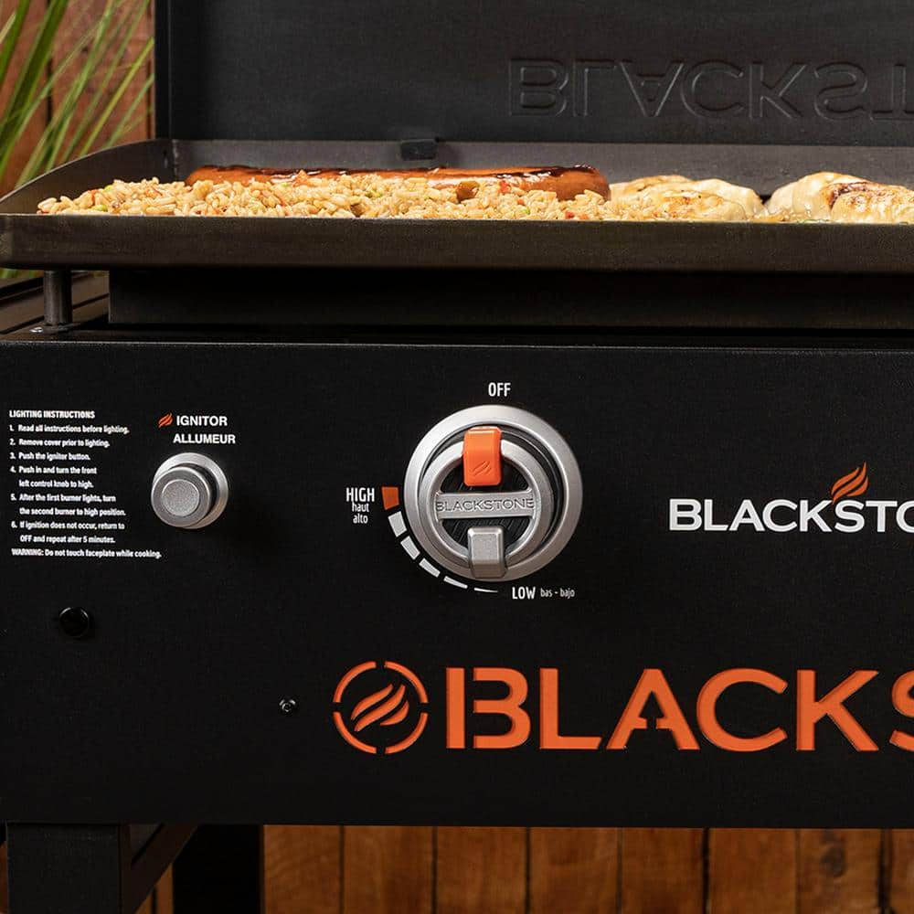 Blackstone 28 in. 2-Burner Propane Gas Griddle (Flat Top Grill) Station in Black with Hard Cover 1924