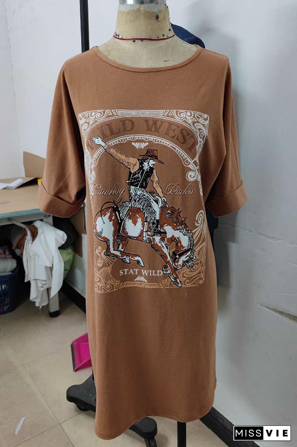 Stay Wild Western Print T-Shirt Dress