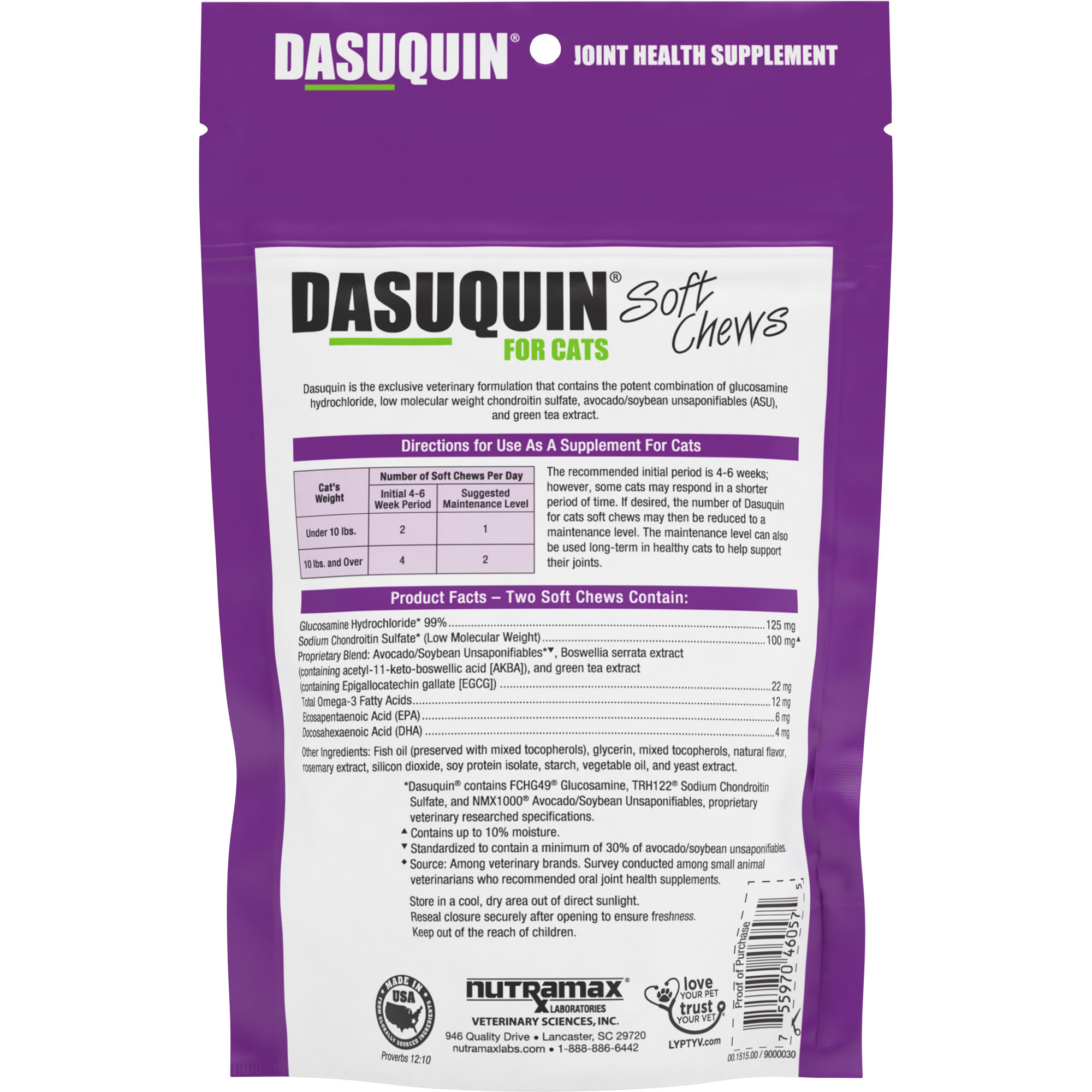 NUTRAMAX DASUQUIN Joint Support for Cats， Count of 84