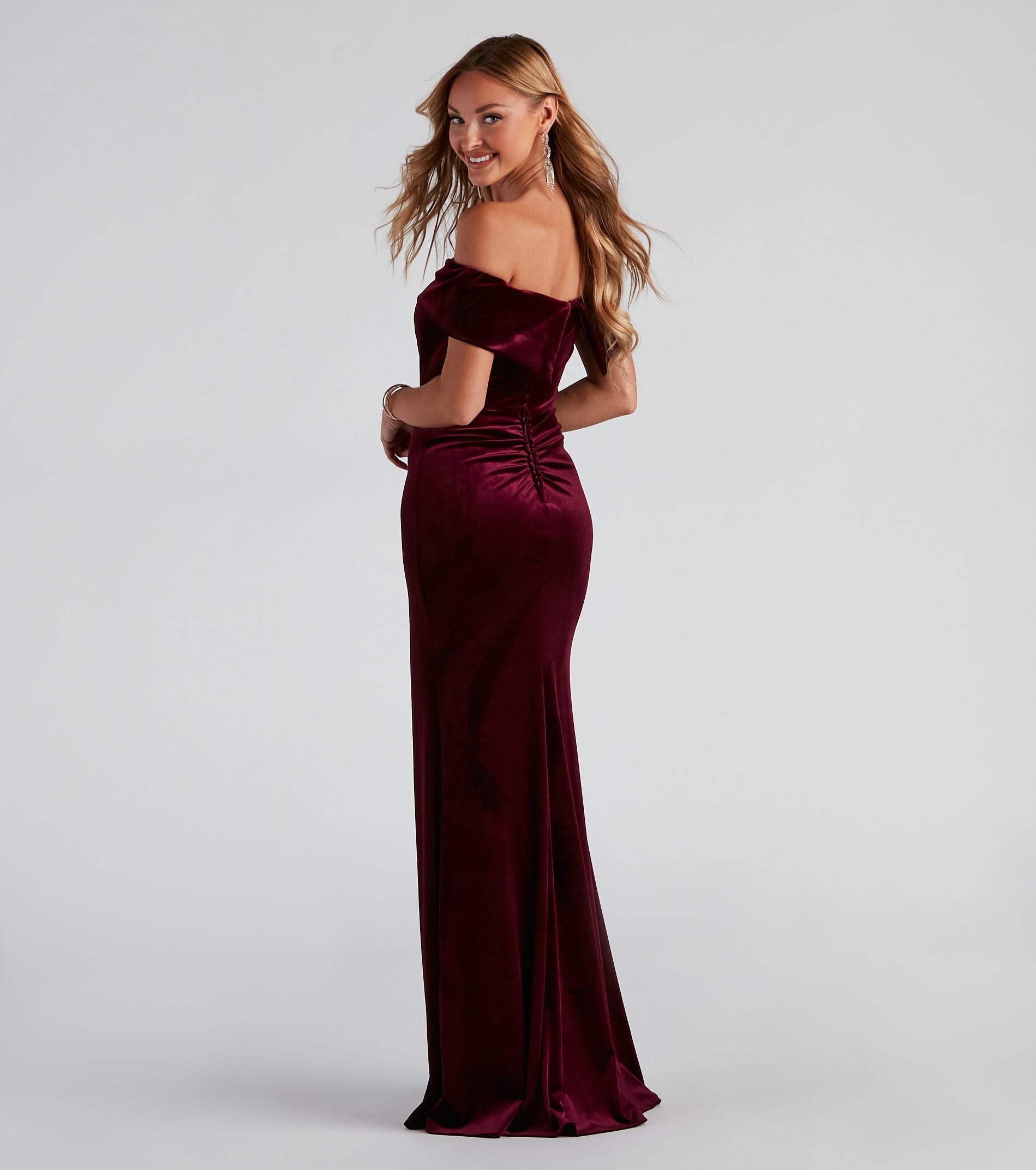 Olivia Formal Velvet Off-The-Shoulder Dress