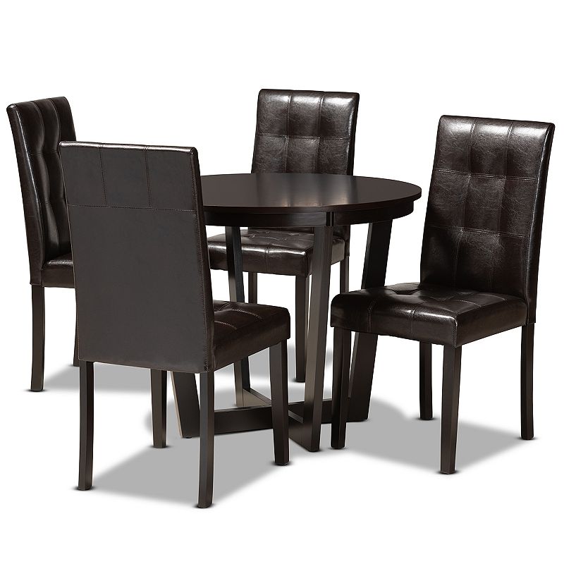 Baxton Studio Vida Dark Brown 5-Piece Dining Set