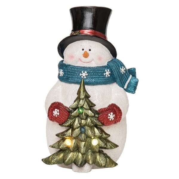 Transpac Resin 11 in. Multicolored Christmas Light Up Chunky Snowman Figurine