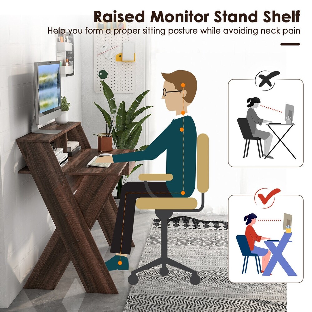 Gymax Computer Desk Study Writing Table Small Space w/ Drawer