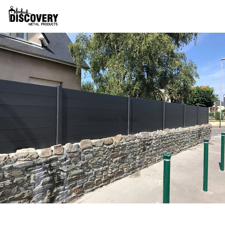 factory custom high quality aluminum dark grey color privacy fence for garden