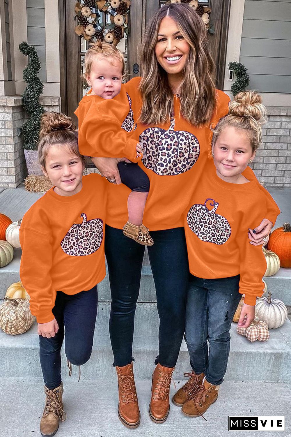 Halloween Pumpkin Print Parent-child Matching Mom's Pullover Sweatshirt