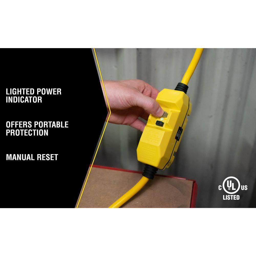 Yellow Jacket 2 ft. 123 SJTW In-Line GFCI Heavy-Duty Cord with Power Light Plug 2817