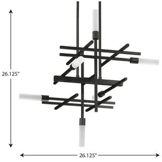 Progress Lighting Quadrant LED Collection 6-Light Matte Black Frosted Glass LED Modern Chandelier Light P400264-031-30