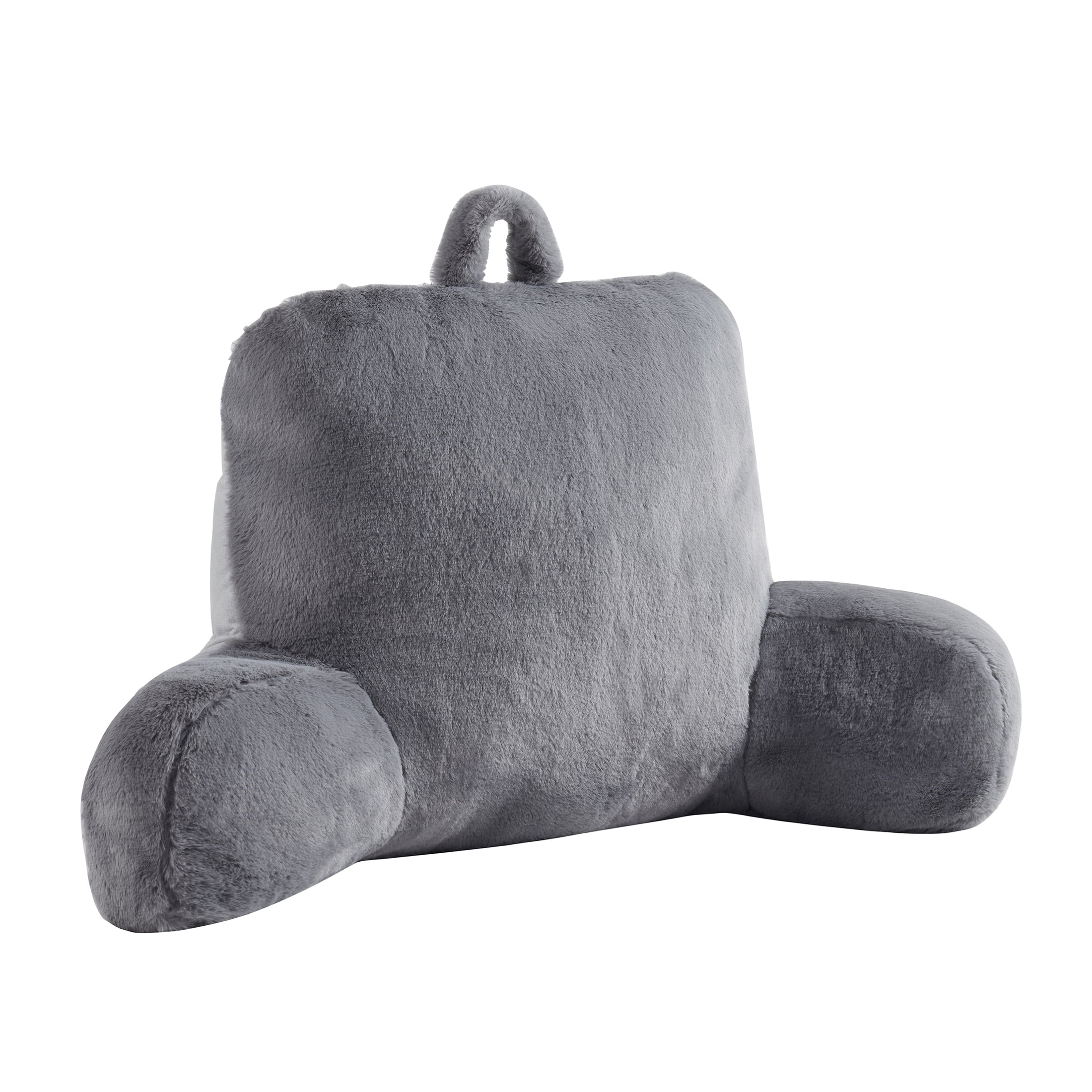 Mainstays Faux Fur Plush Bedrest Pillow， Specialty Size， Grey ， 1 Piece