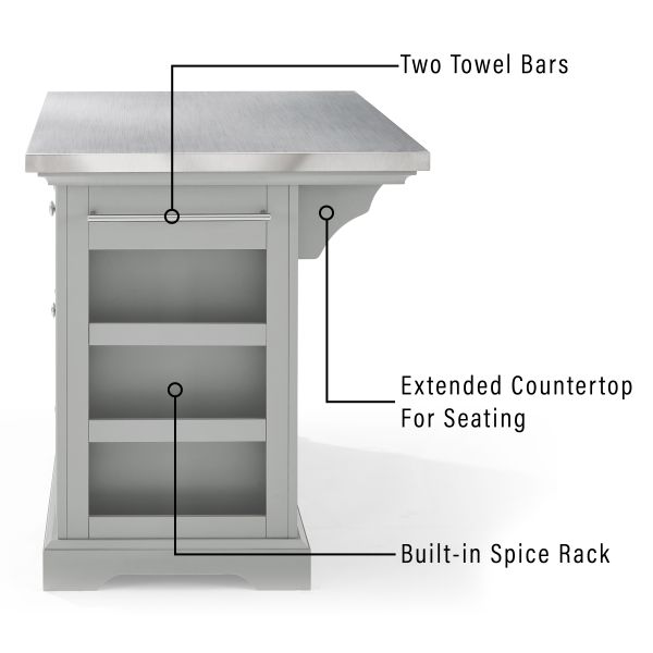 Julia Stainless Steel Top Kitchen Island