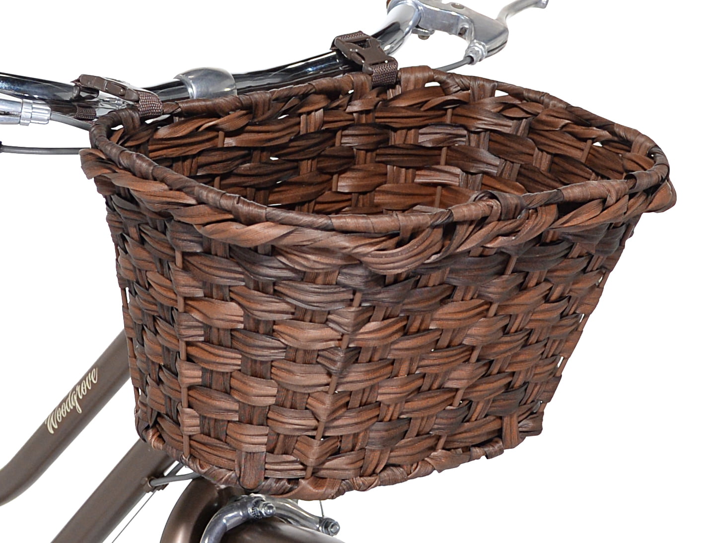 Bike Shop Woven Bike Basket with Straps， Brown