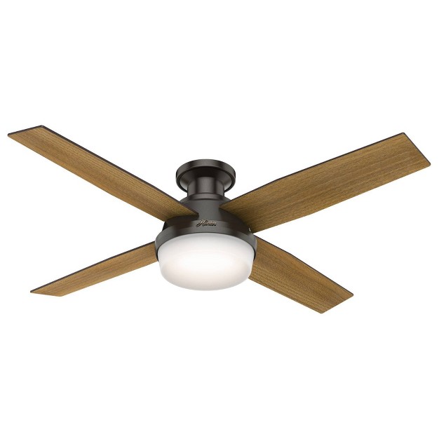 Dempsey Low Profile Ceiling Fan With Remote includes Led Light Bulb Hunter Fan