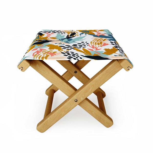 Marta Barragan Camarasa Botanical Brushstrokes Folding Stool Deny Designs