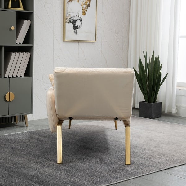 Modern Lounge Chaise Leisure Sofa Accent Chair Upholstered Couch Loveseat Sofa， Tufted Seat with Accent Pillow and Metal Legs