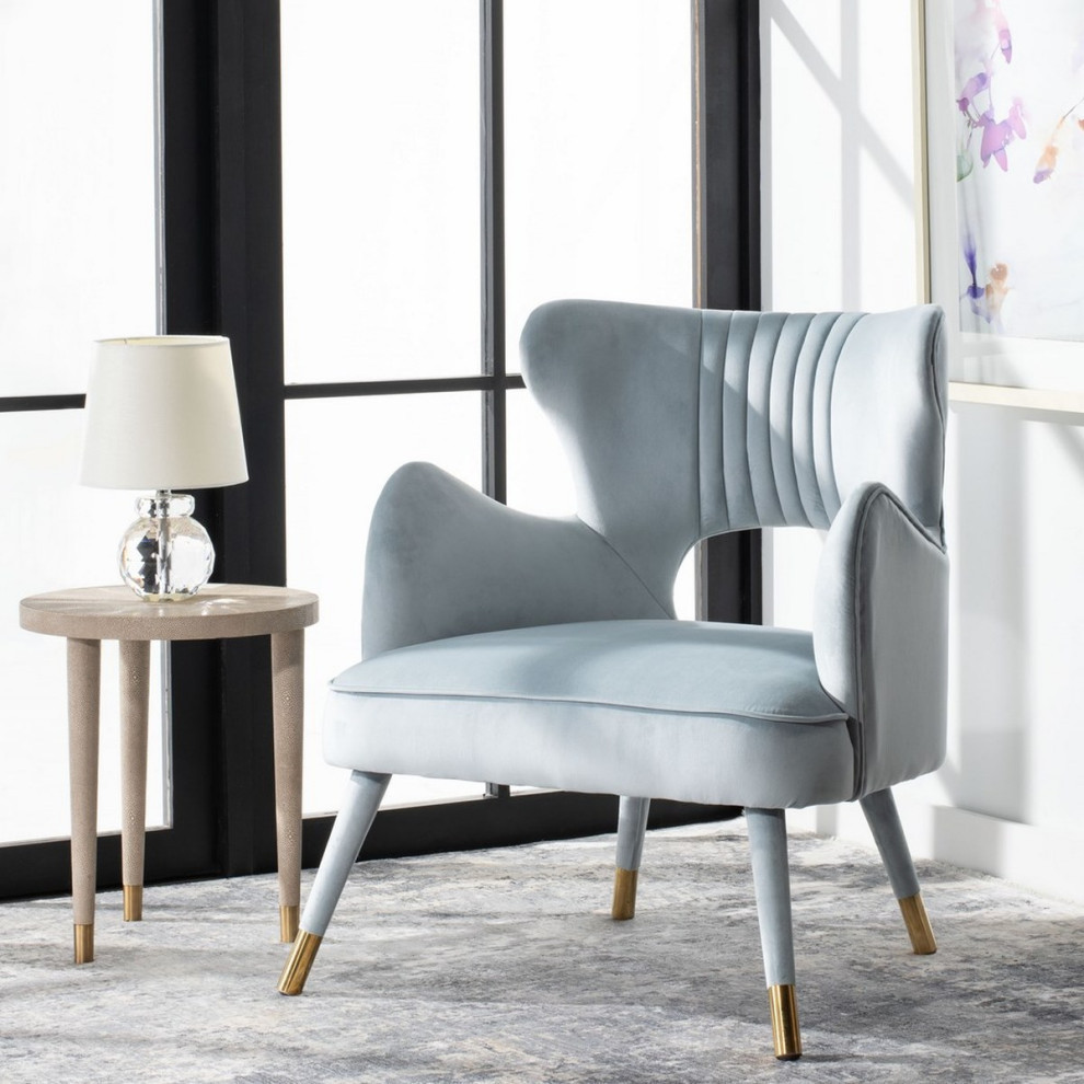 Thelma Wingback Arm Chair  Slate Blue   Midcentury   Armchairs And Accent Chairs   by Rustic Home Furniture Deco  Houzz