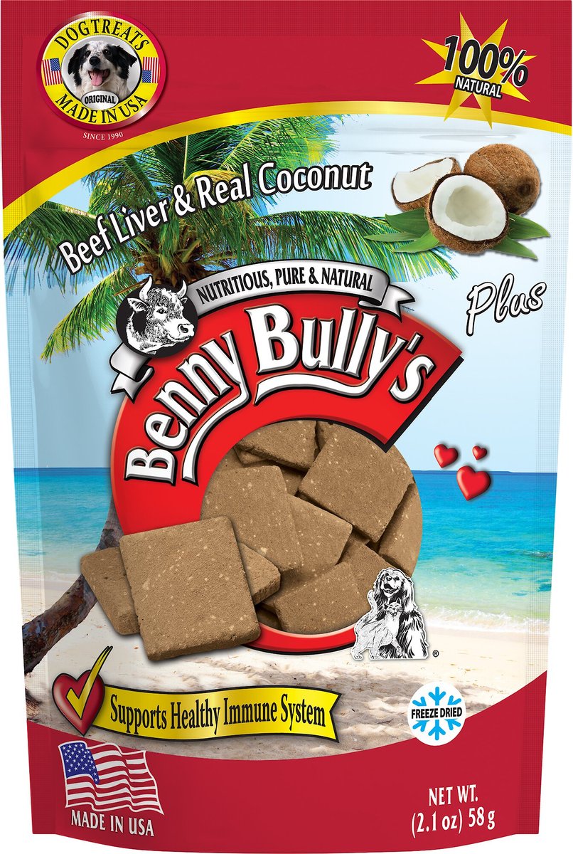 Benny Bullys Plus Beef Liver and Coconut Freeze-Dried Dog Treats， 2.1-oz bag