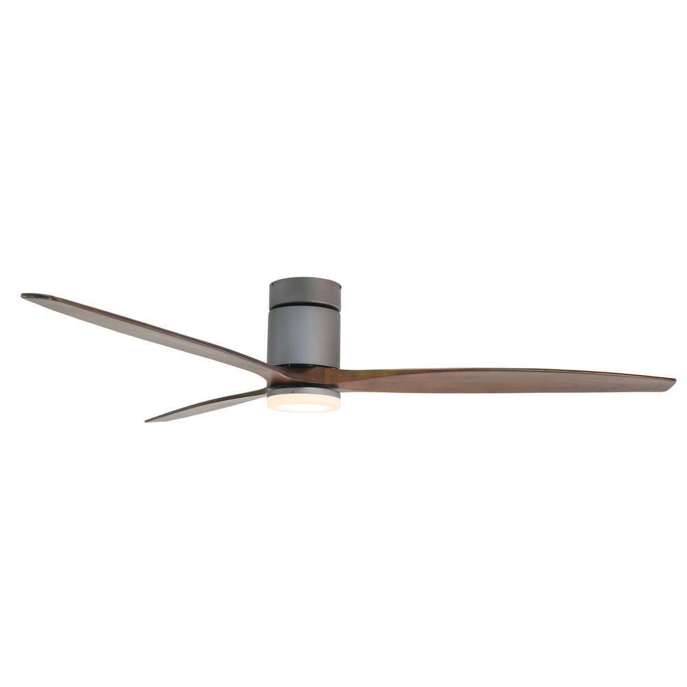 FORNO VOCE Tripolo 72 in Titanium Body and Black Walnut Wood Blade Integrated LED Indoor Voice Activated Smart Ceiling Fan