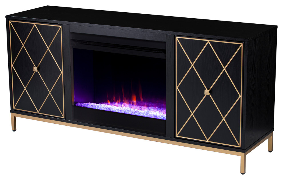 Crewe Color Changing Fireplace With Media Storage   Contemporary   Entertainment Centers And Tv Stands   by SEI  Houzz