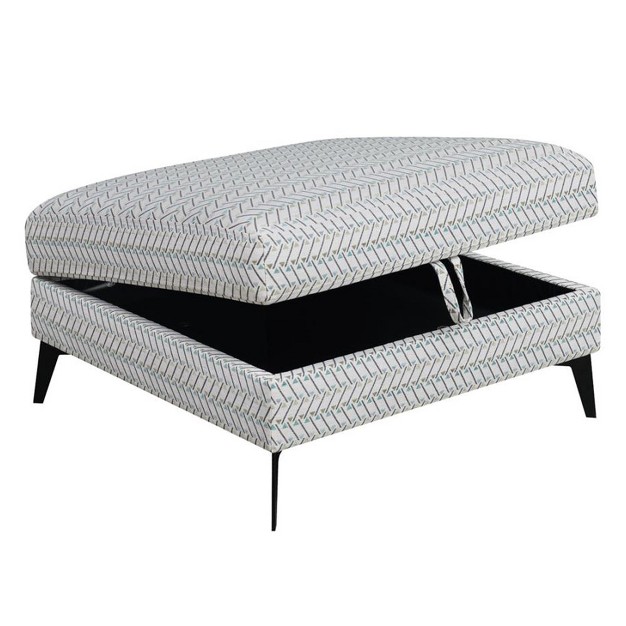 Simple Relax Chenille Upholstered Ottoman With Storage In Grey And Black