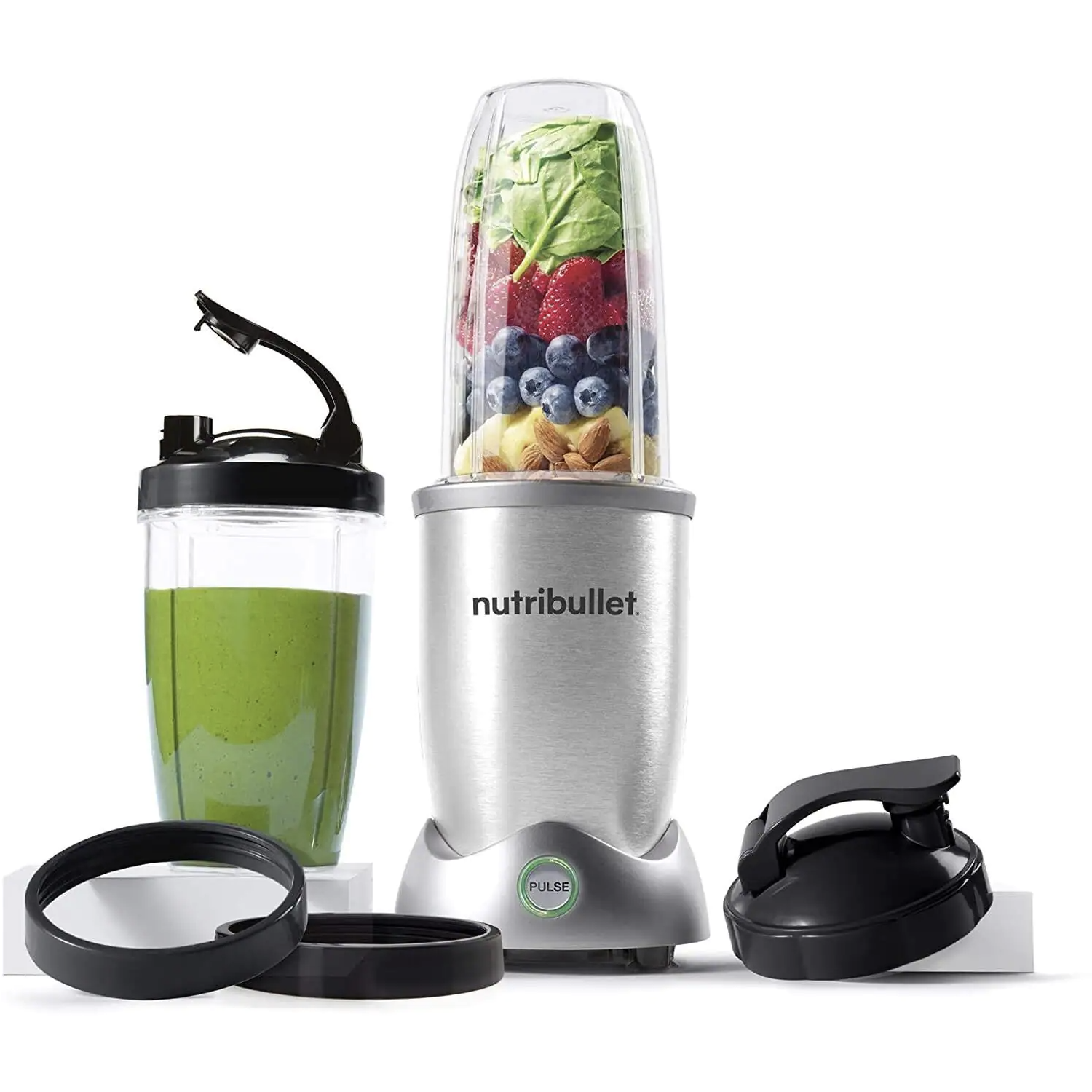 NutriBullet Pro Plus 32 oz. Single Speed Silver Blender with 10-Piece