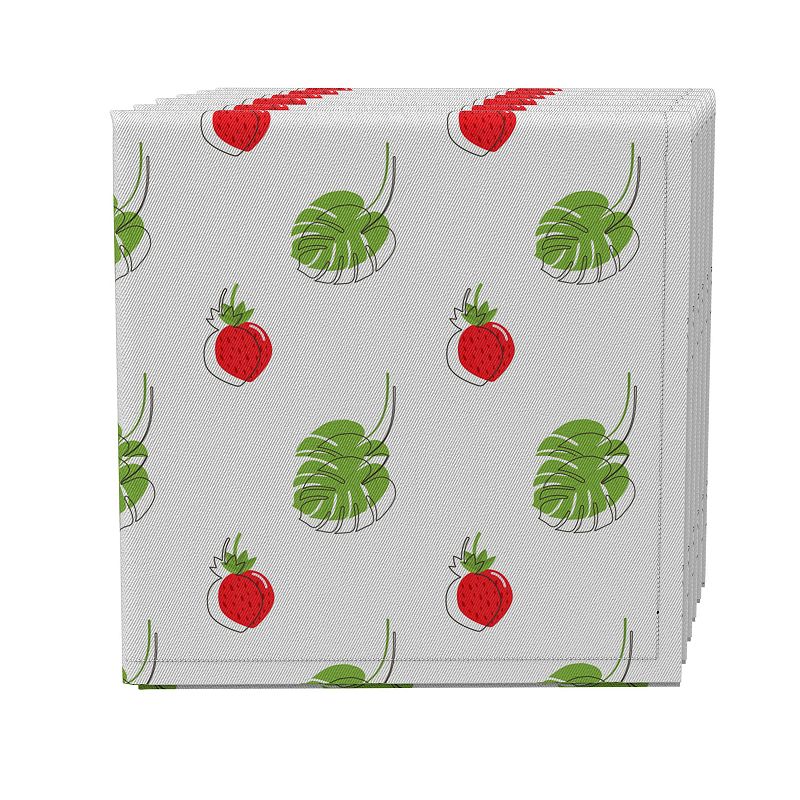 Napkin Set of 4， 100% Cotton， 20x20， Strawberries and Leaves