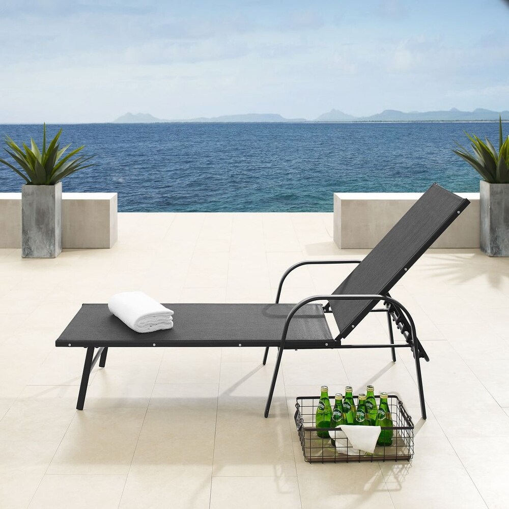 Corvus Antonio Outdoor Black Sling Fabric Adjustable Chaise Lounge
