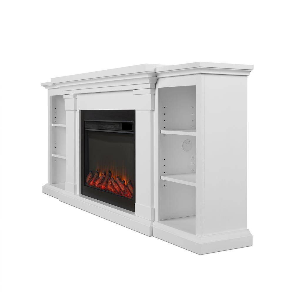 Real Flame Winterset Slim 74 in. Freestanding Wooden Electric Fireplace TV Stand in White 8022E-W