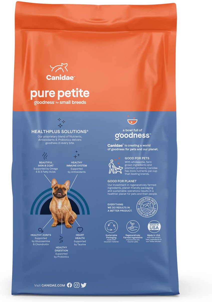 CANIDAE PURE Petite Adult Small Breed Grain-Free with Lamb Dry Dog Food， 4-lb bag