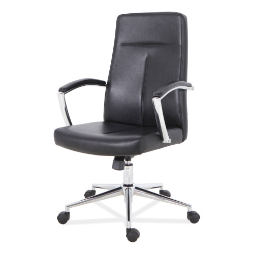 Workspace by Alera Leather Task Chair， Supports Up to 275 lb， 18.19 to 21.93 Seat Height， Black Seat， Black Back (WS4116)