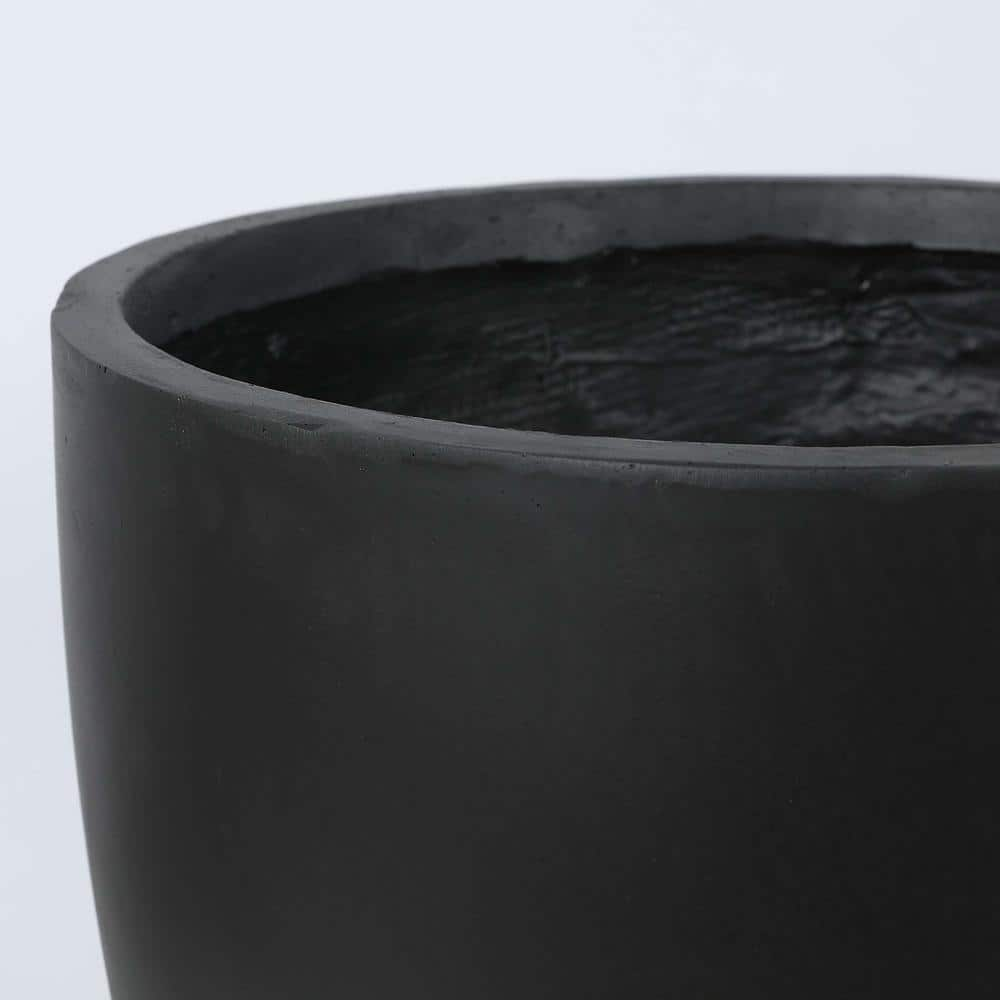 Luxen Home 17.2 in. H Round Tapered Black MgO Composite Planter Pot WH035-B