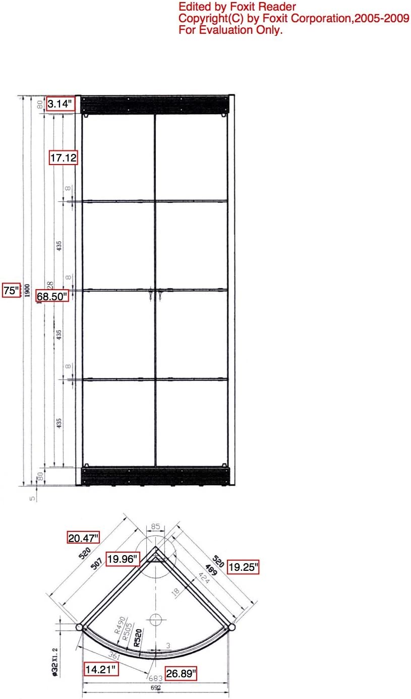 Milan Kaleigh 21.3 Glass Curio Cabinet with Mirror Interior in Silver/Clear