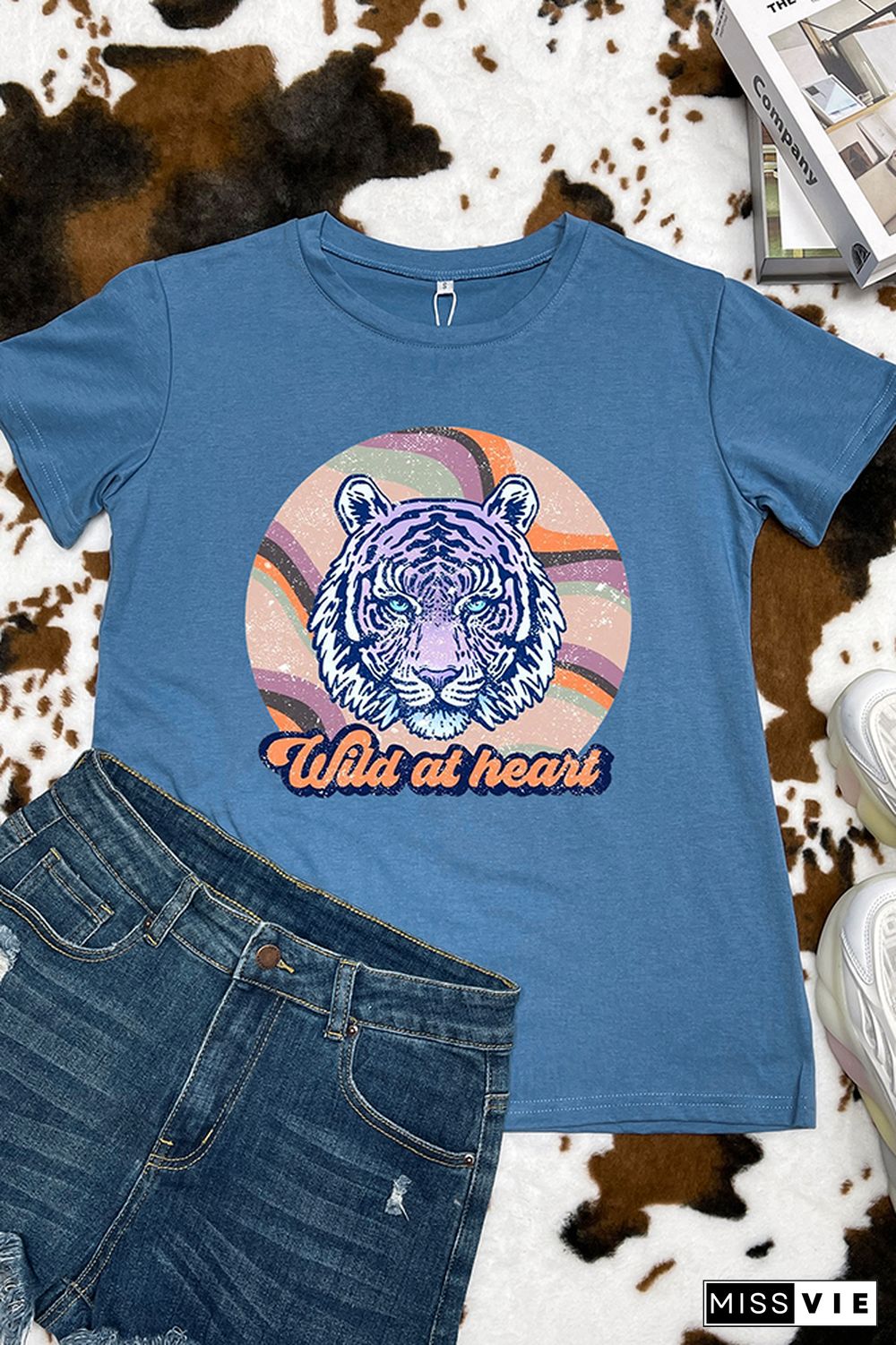 Retro Tiger Sublimation Graphic Tee Wholesale