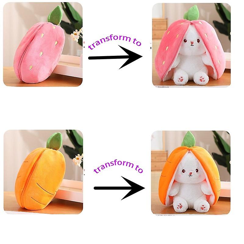 Creative Carrot and Strawberry Pack Turns Into Cute Long Ear Rabbit Plush Toys strawberry