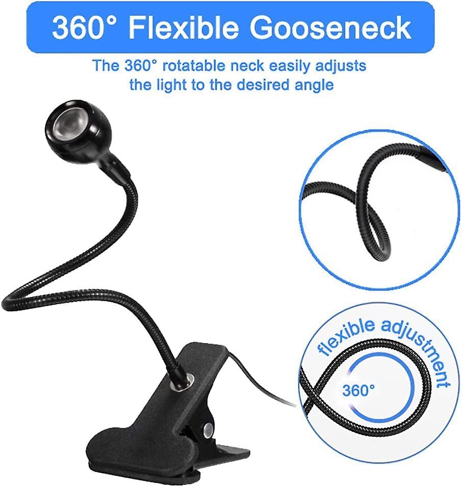 3w Uv Led Desk Light，flexible Gooseneck And Clamp Mini Desk Light With Switch，portable Glue Curing Lamp Light For Mobile Repair-2 Pack(black Silver)