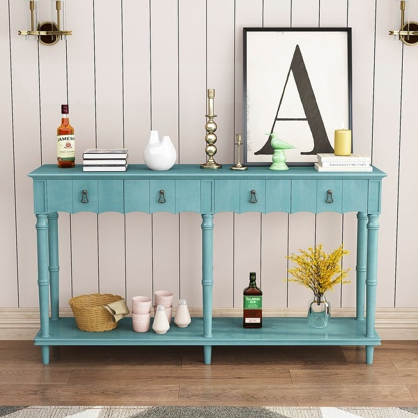 Console Table for Living Room with 4 Storage Drawers and 1 Shelf