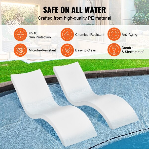 VEVOR inPool Lounge Chairs，Set of 2 Chaise Lounger，Inside Pool Lounge Chairs for Water Depths up to 9