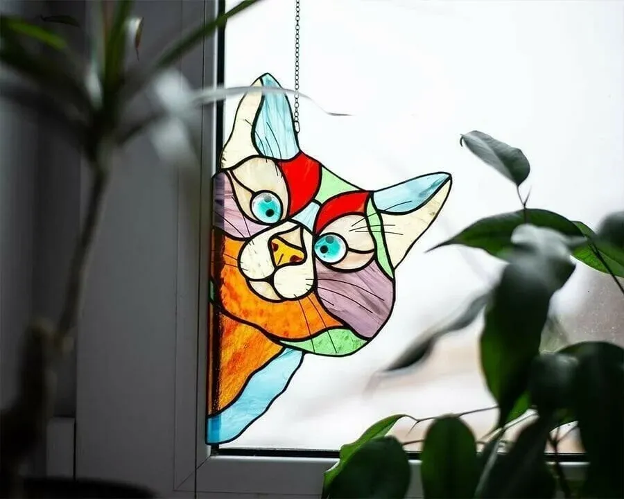 🔥 BIG SALE - 40% OFF🔥🔥Hot Sale-😻Handmade Stain Cat Suncatc
