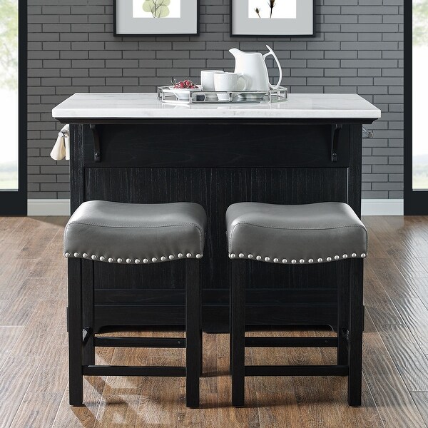 Porch and Den Ariana Gray Faux Leather Counter Stool - Set of 2